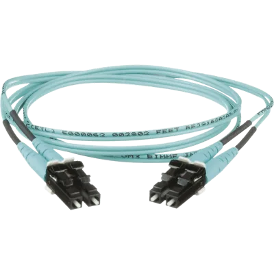 Jumper de Fibra Optica Multimodo 50/125 OM3, LC-LC Duplex, OFNR (Riser), Color Aqua, 35 Metros (114.83 Pies)