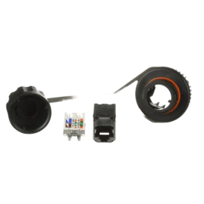 Conector Industrial RJ45 / Blindado IP67 / Categoría 6A / Tapa Protectora / Terminación sin Herramienta / Contactos 50 µin Oro