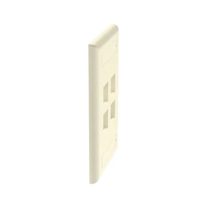 Placa de Pared Vertical / 4 Puertos Keystone / ABS / 69.8 x 114.3 mm / 2.75 x 4.5 pulg. / Marfil