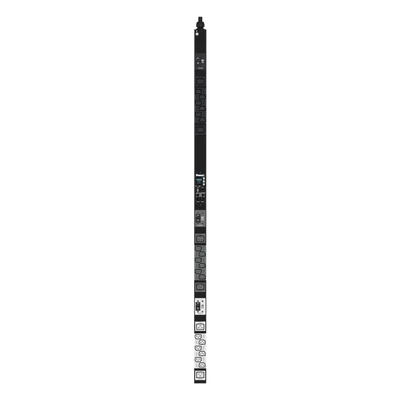 PDU Monitoreable / 24 Salidas (18 C13 + 6 C19) / Entrada NEMA L21-30P / 208 Vca / 30 A / Monitoreo de Energía y Ambiente / Pantalla OLED / Vertical