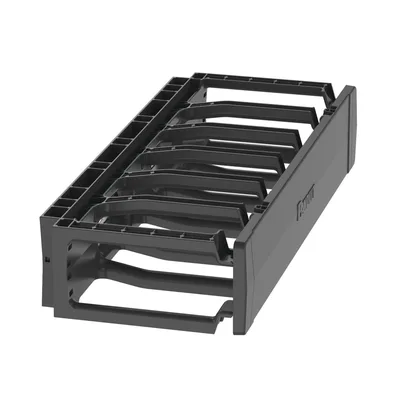 Organizador de Cables Horizontal / Rack 19 pulgadas / 2UR / Cubierta Magnética Doble Bisagra / Aberturas para Cat 6 y 6A / 484 x 90 x 202 mm (19 x 3.5 x 7.9 in)