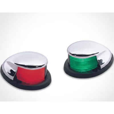Set de Luces Laterales para Embarcación / USCG 2 Millas / Cromado / Rojo y Verde /