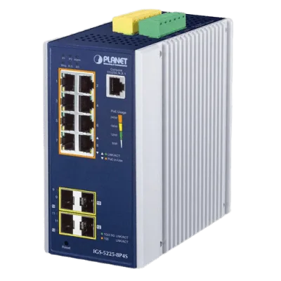 Switch Industrial Administrable / 8 Puertos PoE+ Gigabit / 2 SFP 100/1G / 2 SFP 100/1G/2.5G / IP30 / -40 a 75°C