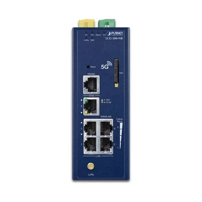 Gateway LoRaWAN Celular 5G NR / 5 Puertos Gigabit / -45°C a 75°C / IP30 / 300 Nodos