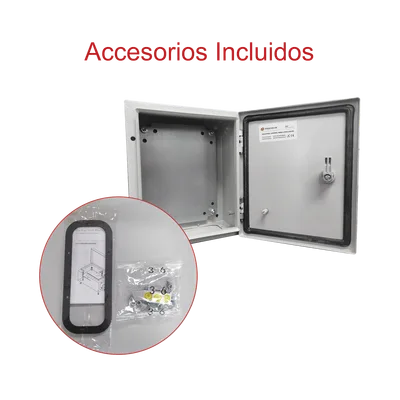 Gabinete de Acero IP66 / 300x400x200 mm / 11.8x15.7x7.9 in / IK10 / 30 kg / Placa Trasera Metálica
