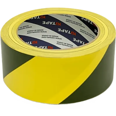 Cinta Adhesiva de Señalización de PVC / Advertencia / Color Negro y Amarillo / Ancho 76 mm / 33 m de Largo