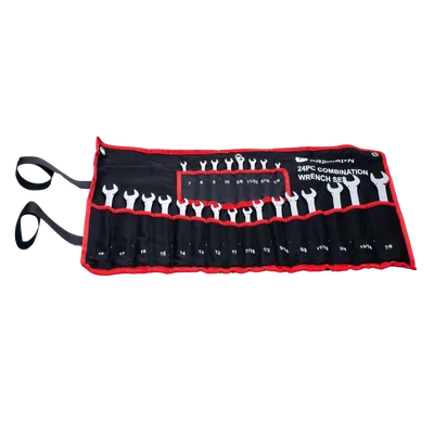 Juego de Llaves Combinadas / 24 Piezas / Métricas e Imperiales / Acero Cromo-Vanadio / Estuche Nylon Enrollable