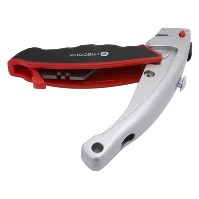 Navaja Retráctil Profesional / Cortador de Cable 3 mm / Cuerpo Metálico / Mango Ergonómico / 3 Posiciones de Seguridad / 5 Hojas de Repuesto