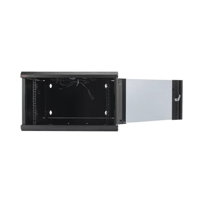 Gabinete de Pared 19 in / 6U / Profundidad 455 mm (17.9 in) / Cristal Templado / Carga 60 kg / 2 Ventiladores / Panel Cepillo