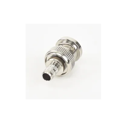 Conector BNC Macho / Anillo Plegable / RG-8/X / LMR-240 / Belden 9258 / Cuerpo Bronce Niquelado