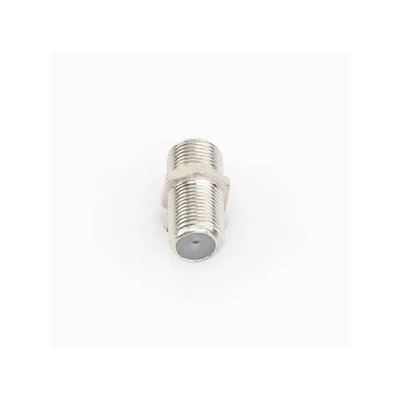 Adaptador Barril Coaxial / Conector F Hembra a F Hembra / 75 Ohm / Montaje en Línea / Zinc Niquelado / Aislante de Polietileno