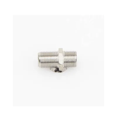 Adaptador Barril Coaxial / Conector F Hembra a F Hembra / 75 Ohm / Montaje en Línea / Zinc Niquelado / Aislante de Polietileno