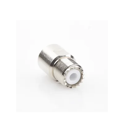 Conector UHF Hembra / SO-239 / Rosca en Línea / Contacto de Plata / Dieléctrico Teflón / Para RG-8/U, LMR-400 y 9913