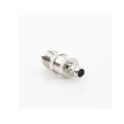 Conector Coaxial Mini-UHF / Hembra en Línea / Anillo Plegable / Para RG-8/X, LMR-240, Belden 9258 / Níquel/Plata/Teflón