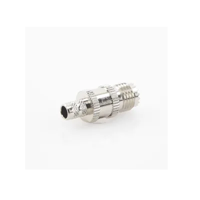 Conector Coaxial Mini-UHF / Hembra en Línea / Anillo Plegable / Para RG-8/X, LMR-240, Belden 9258 / Níquel/Plata/Teflón