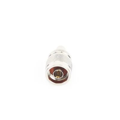 Adaptador RF en Línea / SMA Macho Inverso a N Macho / Cuerpo Bronce Niquelado / Contacto Oro / Aislante Teflón