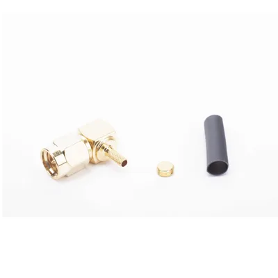 Conector SMA Macho en Ángulo Recto Para RG-174/U, Grupo B, Oro/ Oro/ Teflón.