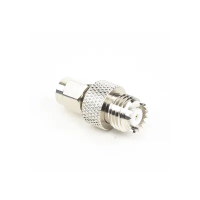 Adaptador en Línea / SMA Macho a Mini-UHF Hembra / Bronce Niquelado / Contacto Oro / Aislante Teflón
