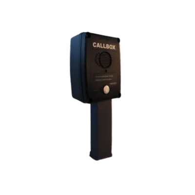 Callbox Inalámbrico UHF / 450-470 MHz / Gabinete de Policarbonato Resistente / PTT Antivandálico / Grabación de Mensajes / Uso en Exteriores