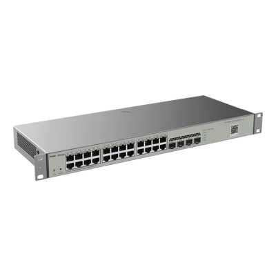 Switch Administrable L2 / 24 Puertos Gigabit / 4 SFP 1G / 56 Gbps / Sin Ventilador / Protección 6 kV