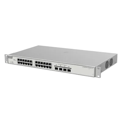 Switch Administrable PoE+ / 24 Puertos Gigabit / 4 SFP+ 10 Gb / Capacidad 128 Gbps / 370 W PoE / Gestión Cloud