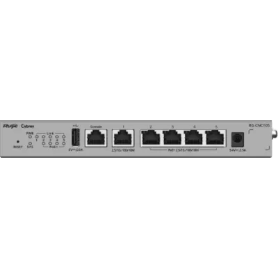 Controlador de Red (CNC) / Todo en Uno AC-Router-Switch PoE / 5 Puertos 2.5G / 4 Puertos PoE+ / Gestión de 32 APs / Capacidad de Reenvío 2 Gbps / Gestión Cloud / Línea Cybrey