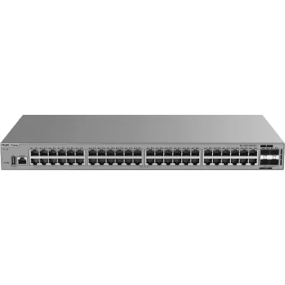 Switch de Acceso Gigabit / 48 Puertos 10/100/1000BASE-T / 4 Puertos SFP+ 1GE/2.5GE/10GE / Capacidad 176 Gbps / Capa 3 / VSU / 1 RU / Alimentación Fija AC / Línea Cybrey