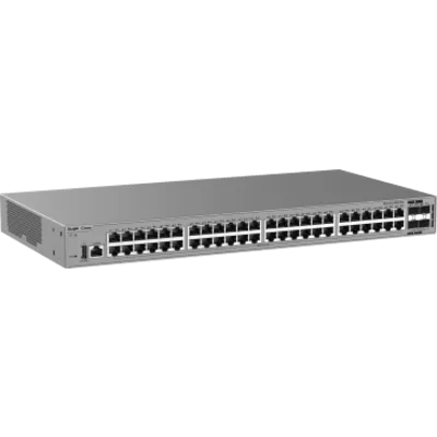 Switch de Acceso Gigabit / 48 Puertos 10/100/1000BASE-T / 4 Puertos SFP+ 1GE/2.5GE/10GE / Capacidad 176 Gbps / Capa 3 / VSU / 1 RU / Alimentación Fija AC / Línea Cybrey