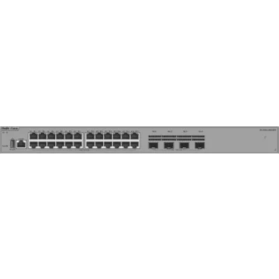 Switch Ethernet de Acceso 1000 Mbps / 24 Puertos RJ45 10/100/1000BASE-T / 4 Puertos SFP+ 1GE/2.5GE/10GE / Capacidad 128 Gbps / Enrutamiento Layer 3 / VSU / Diseño Sin Ventilador / 1 RU / Línea Cybrey