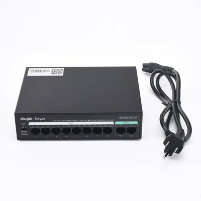 Switch PoE+ No Administrable / 8 Puertos PoE+ 10/100 / 2 Uplinks Gigabit / 110 W / Sin Ventilador / Protección 4 kV