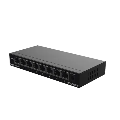 Switch Administrable Gigabit / 8 Puertos 10/100/1000BASE-T / Capa 2 / Switching 16 Gbps / Forwarding 11.9 Mpps / Modo CCTV 250 m (820 ft) / Fanless