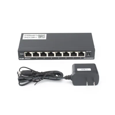 Switch Administrable Gigabit / 8 Puertos 10/100/1000BASE-T / Capa 2 / Switching 16 Gbps / Forwarding 11.9 Mpps / Modo CCTV 250 m (820 ft) / Fanless