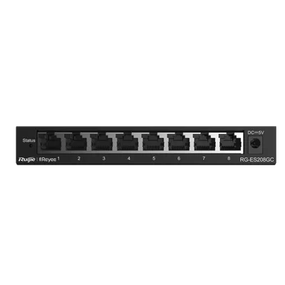 Switch Administrable Gigabit / 8 Puertos 10/100/1000BASE-T / Capa 2 / Switching 16 Gbps / Forwarding 11.9 Mpps / Modo CCTV 250 m (820 ft) / Fanless