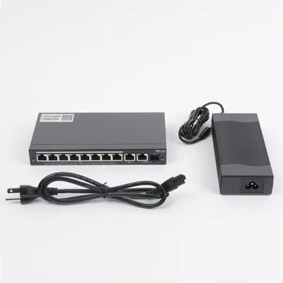 Switch Administrable / 8 Puertos PoE+ / 130 W / 2 Uplinks Gigabit / 20 Gb/s / Sin Ventilador