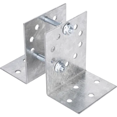 Base Multiposición para postes de paso o esquina / Acero Galvanizado Cal. 12 / 0.36 kg / Kit de Tornillería Incluido / Compatible con Postes de Cerco 1"