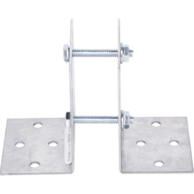 Base Multiposición para postes de paso o esquina / Acero Galvanizado Cal. 12 / 0.36 kg / Kit de Tornillería Incluido / Compatible con Postes de Cerco 1"