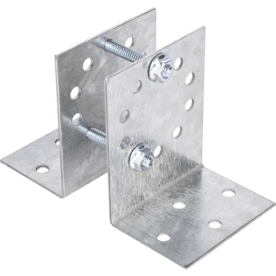 Base Multiposición para postes de paso o esquina / Acero Galvanizado Cal. 12 / 0.36 kg / Kit de Tornillería Incluido / Compatible con Postes de Cerco 1"
