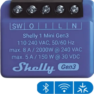 Relé Inteligente Wi-Fi / 1 Canal / Contacto Seco / 8 A / Ultra Compacto 29 x 35 x 16 mm / Compatible con Alexa y Google Assistant