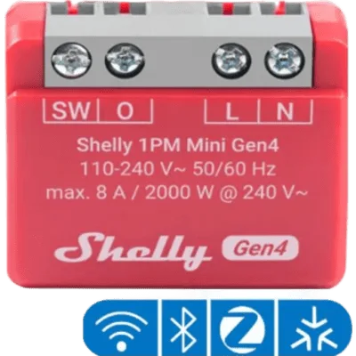 Interruptor Inteligente Mini / 1 Canal 8 A / Medición de Consumo / Multiprotocolo Wi-Fi, Zigbee, Bluetooth, Matter / 110-240 V AC