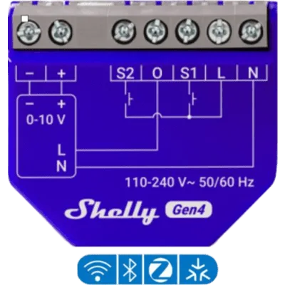 Controlador de Atenuación Inteligente / 0-10V y 1-10V / Wi-Fi Matter Zigbee / Relé 13 A / Medición 110-240 V / ESP32-C6