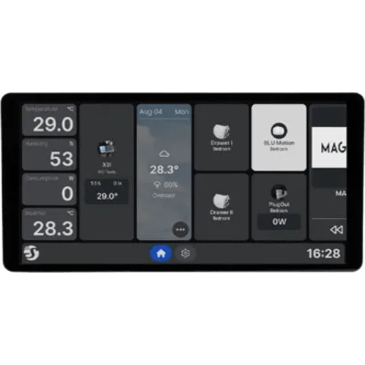Panel de Control Inteligente para Hogar / Pantalla Táctil 6,95 pulgadas / Resolución 1440 x 720 px / S.O. Android/ Wi-Fi / Bluetooth 5 / Sensor de Luz y Proximidad