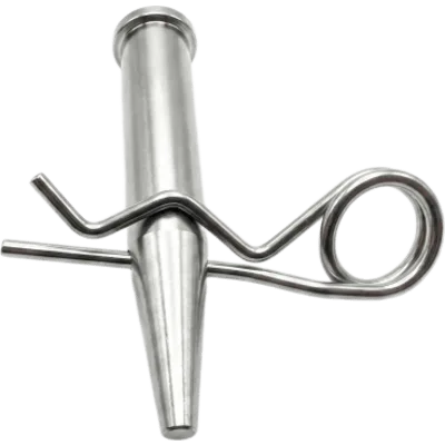 Pasador Cónico + R-clip Set / Compatible con Truss 40x40 cm / Acero de Alta Resistencia Forjado / Galvanizado / Zincado / Largo 92 mm (3.6 in) / Espiga 16 mm (0.6 in) / Cabezal 19 mm (0.7 in)