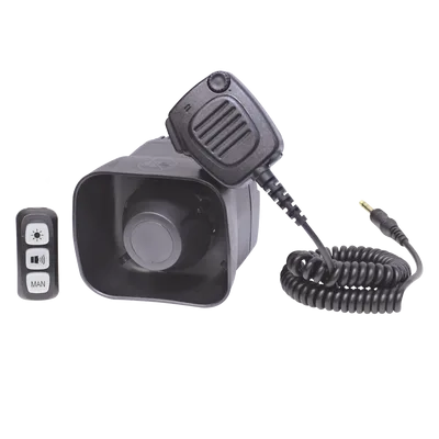 Sirena/Bocina para Motocicleta / 30 Watts / 109 dB a 2 m (6.6 ft) / Controlador de 3 Botones / Megafonía con Micrófono Dinámico / 2 Salidas Auxiliares 5A / IPX6