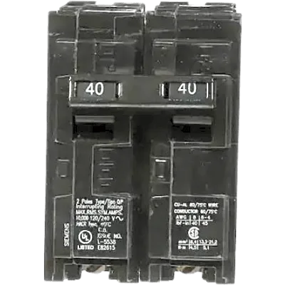 Interruptor automático enchufable tipo QP 2 polos, 40 amp.