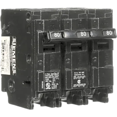 Interruptor automático enchufable tipo QP 3 polos, 80 amp