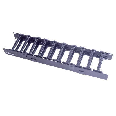 Organizador de Cable Horizontal / 19in Rack / 4in (0.33ft) Profundidad / 1UR / Puerta Doble Bisagra