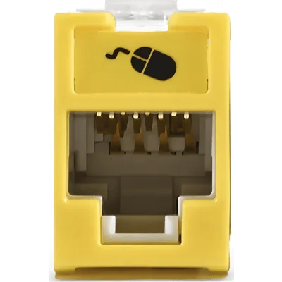 Jack de Cobre / Cat6 UTP / Montaje Híbrido Plano-Angulado / 1 Puerto RJ45 / Amarillo / -10 a 60°C