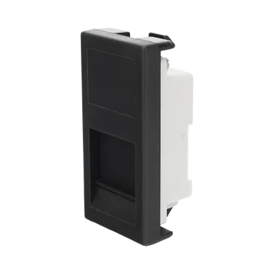 Medio Módulo / 1 Puerto Keystone RJ45 / Guardapolvo Integrado / Cajas Teleblock y Ofiblock / Acabado Negro