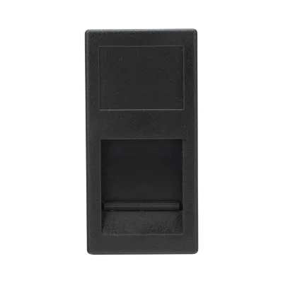 Medio Módulo / 1 Puerto Keystone RJ45 / Guardapolvo Integrado / Cajas Teleblock y Ofiblock / Acabado Negro