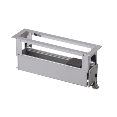 Caja de Escritorio para Módulos / Capacidad 4 Módulos K45 / Aluminio Anodizado / Salida Posterior de Cables / 54×225×54 mm